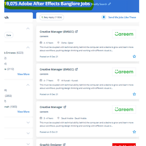 Adobe After Effects internship jobs in Dubai