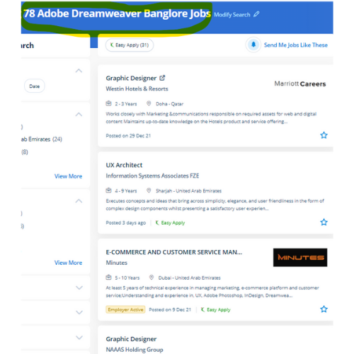 Adobe Dreamweaver internship jobs in Dubai