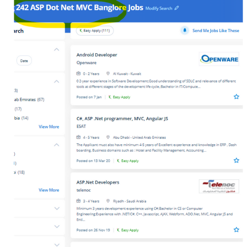ASP.NET MVC internship jobs in Ras Al Khaimah
