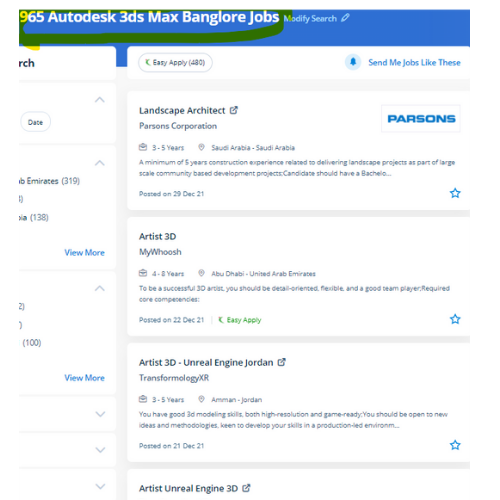 Autodesk 3Ds Max internship jobs in Ajman