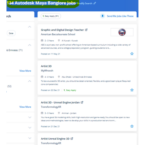 Autodesk Maya internship jobs in Al Ain