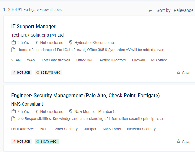Fortinet Firewall internship jobs in Dubai