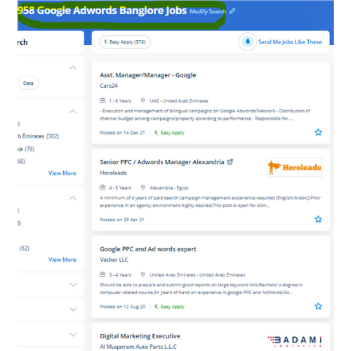 Google Adwords (PPC) internship jobs in Dubai