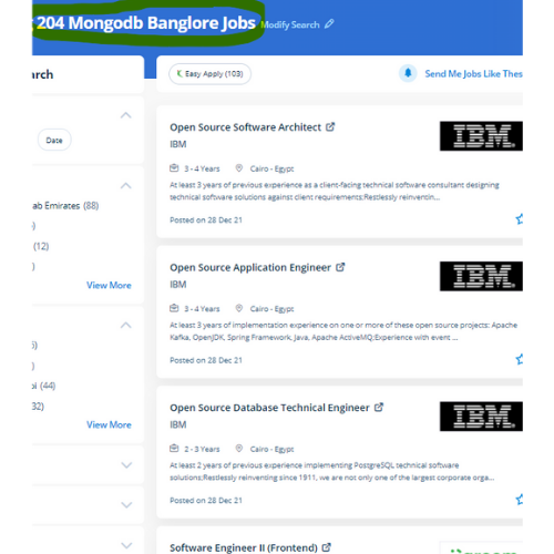 MongoDB internship jobs in Dubai