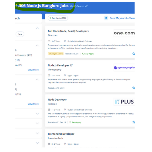 Node JS internship jobs in Ajman
