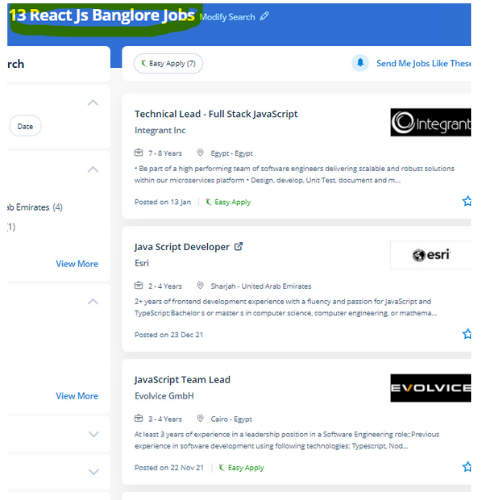 React JS internship jobs in Sharjah
